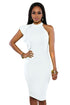 Sexy White One Shoulder Ruffle Sleeve Midi Dress